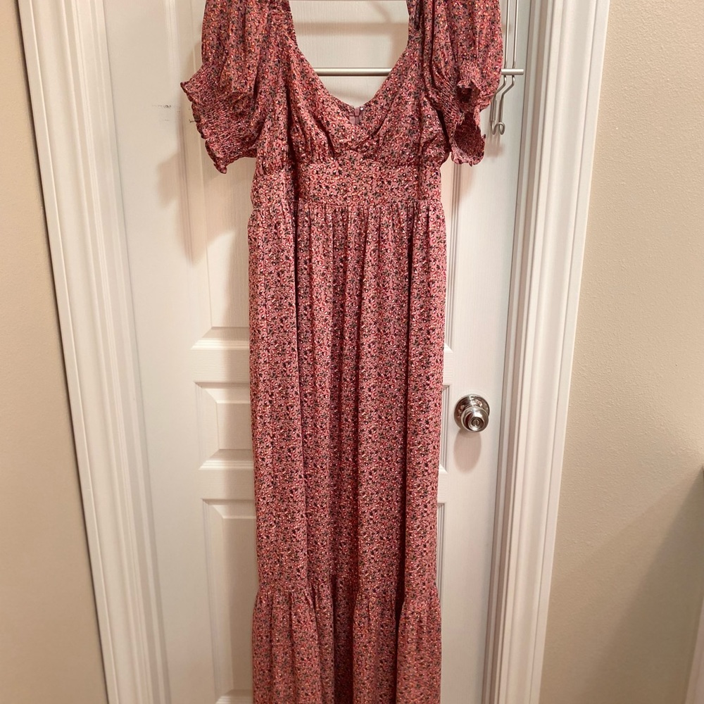 Maternity photo shoot gown pink blush